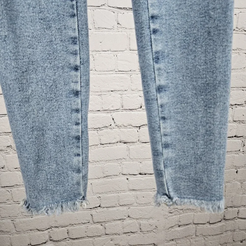 Free People We The Free Blue Mid Rise Raw Hem Skinny Ankle Jeans 24 (22x27)